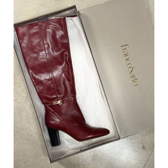 FRANCO SARTO / L-Palermo / Burgundy / Leather / Tall Boots With Block / Heel / S - Picture 7 of 10